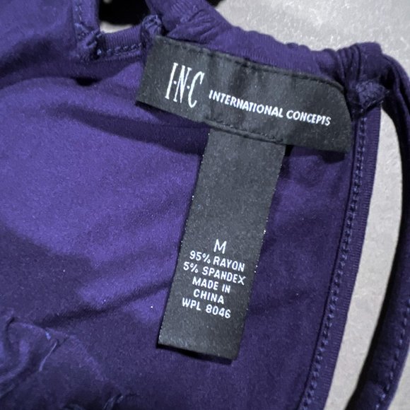 INC International Concepts Blue Top with Beads Size Medium - Picture 9 of 13